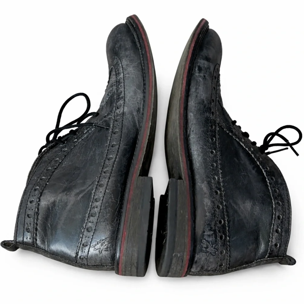 Fly London Men’s Black‎ Leather Brogue Avant Garde Ankle Boots EU 43 / US 10